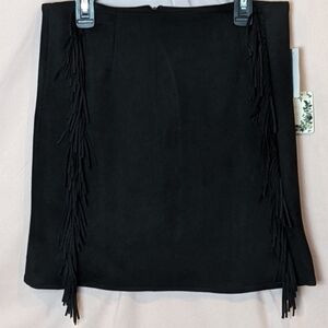 Chelsea & Violet Girls Black Fringe Skirt size Large